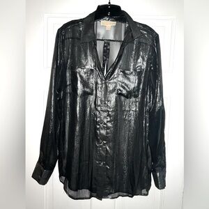MICHAEL Michael Kors Metallic Silver and Black Shirt